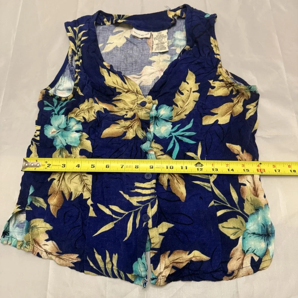 White Stag‎ Brand Sleeveless Blue Tropical Floral Top